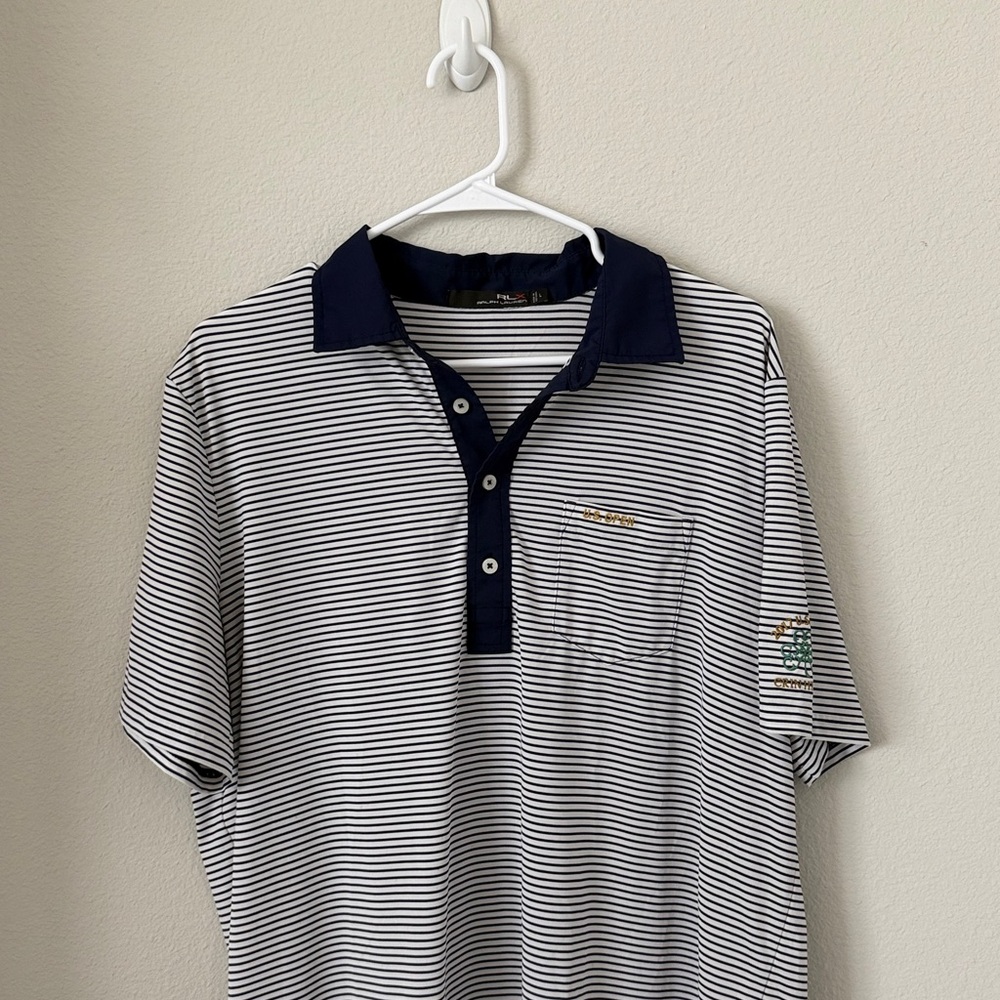 Ralph Lauren US Open Navy and White Striped Polo - L